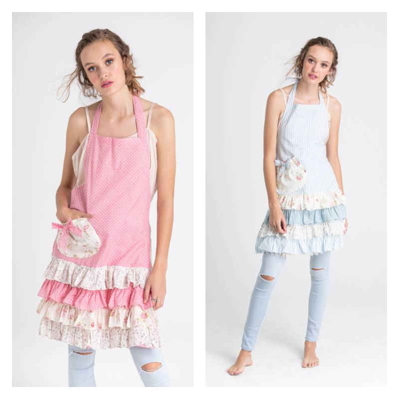 Geraffte Damenschürze. Hostessenschürze. Shabby Chic Schürze. Hübsche Schürzen von MissRoseSisterViolet