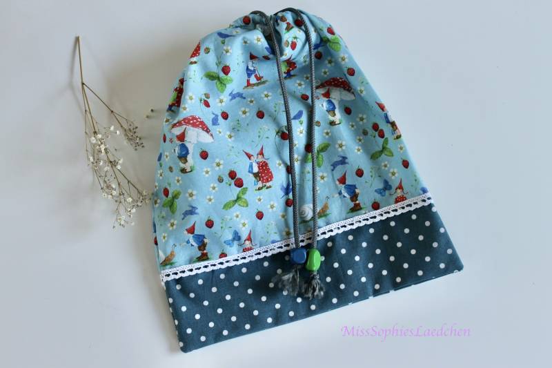 Zugbeutel, Kindergartenbeutel , Personalisierbar, Handarbeitsbeutel , Kleiner Turnbeutel, Daniela Drescher Pippa Und Pelle Erdbeersommer Rot von MissSophiesLaedchen