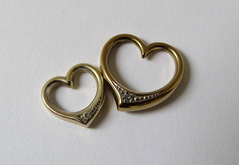 Vintage 2 Herzen 1 X 333Er Gold Double Kettenanhänger Goldanhänger 8Ct Herz Anhänger Geschenk Zur Geburt Mutter + Kind von MissTellGeschenke