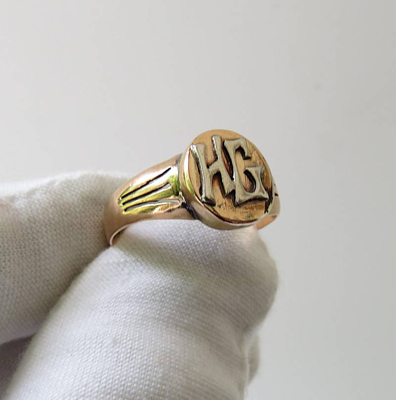 Vintage 585Er Goldring Gr. 64 Siegelring 14K Gold Mit Initialen von MissTellGeschenke