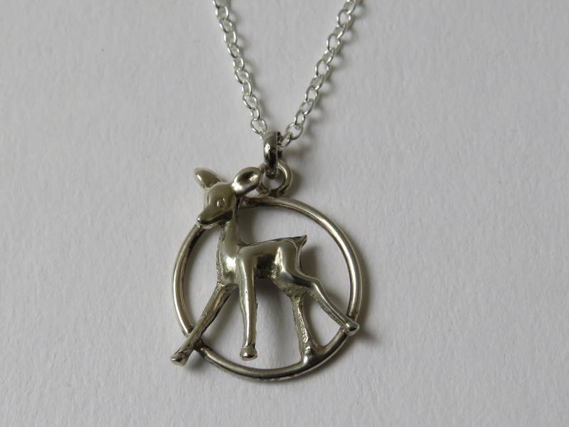 Vintage 835Er Silber Bambi Anhänger + 925Er Silberkette 45cm von MissTellGeschenke
