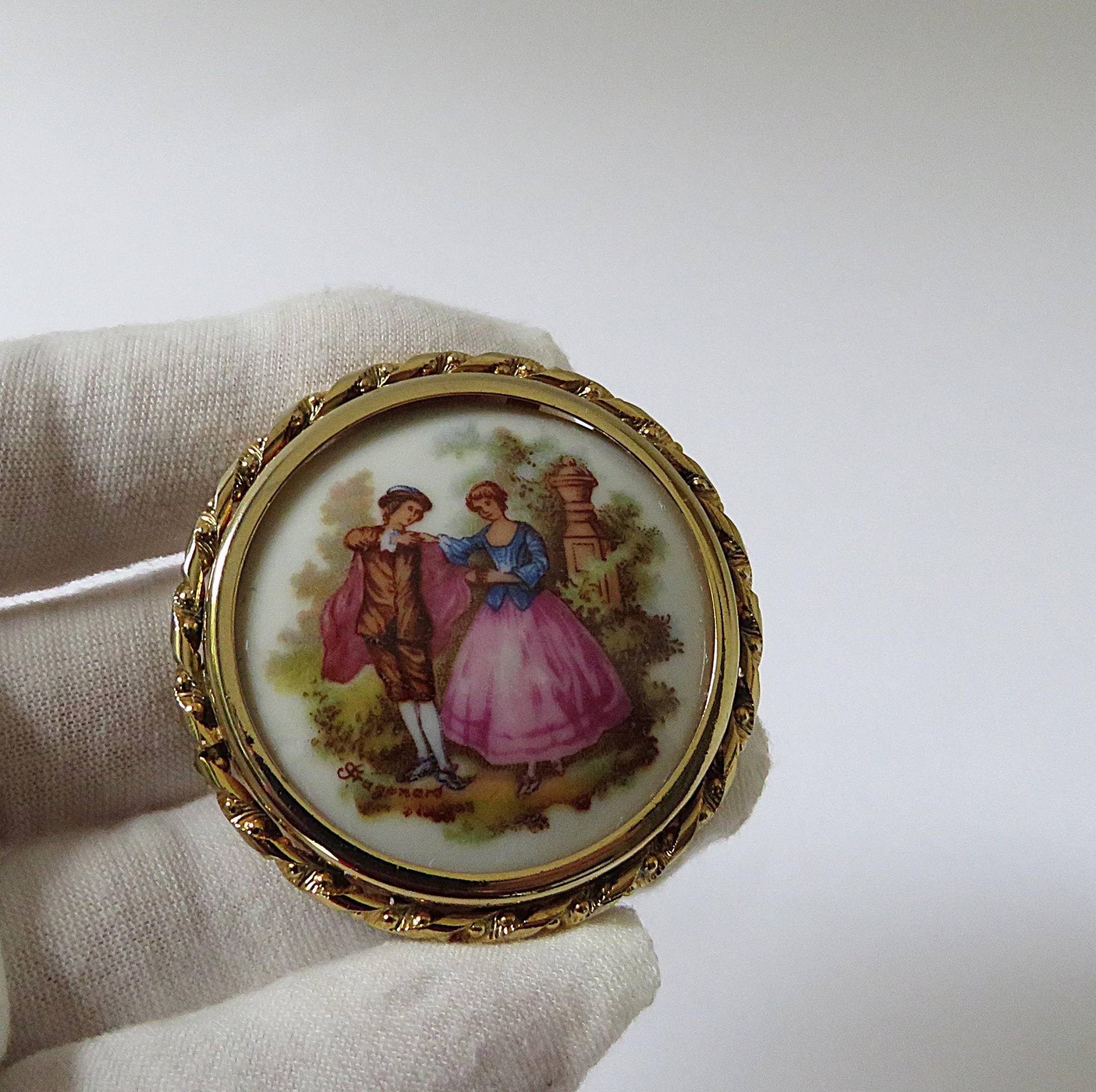 Vintage Brosche Porzellan Limoges France Frankreich Porzellanbrosche von MissTellGeschenke