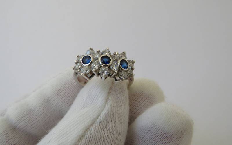 Vintage Verlobungsring 925Er Silberring Mit Glassteinen von MissTellGeschenke