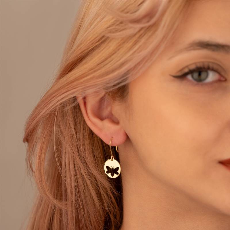 14K Gold Schmetterling Ohrringe - Disc Schmuck Für Frauen Geschenk Mutter von MissTubiJewellery