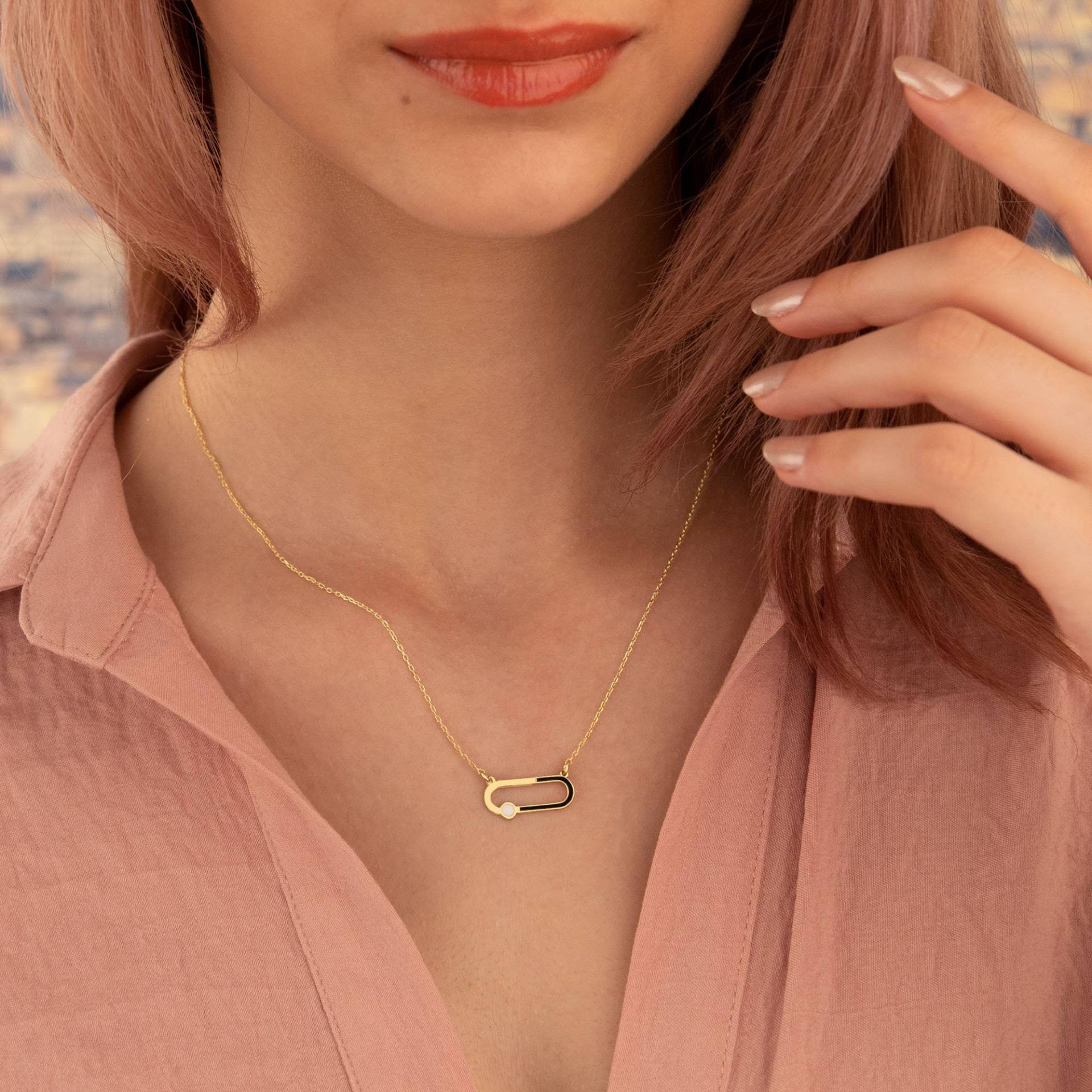 14K Gold & Schwarz Mit Weißem Stein Rechteck Halskette - Perlmutt Türkis Rechteckige Halskette-Goldschmuck 14K Gold & Schwarz Mit Weißem Stein Rechteck Halskette - Perlmutt Türkis Rechteckige Halskette-Goldschmuck von MissTubiJewellery
