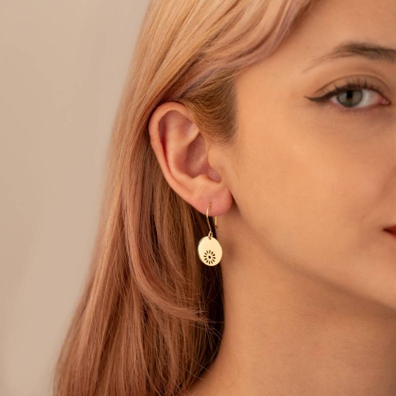 14K Solid Gold Blumen Baumeln Ohrringe - Disc Schmuck Für Frauen Geschenk Mutter von MissTubiJewellery
