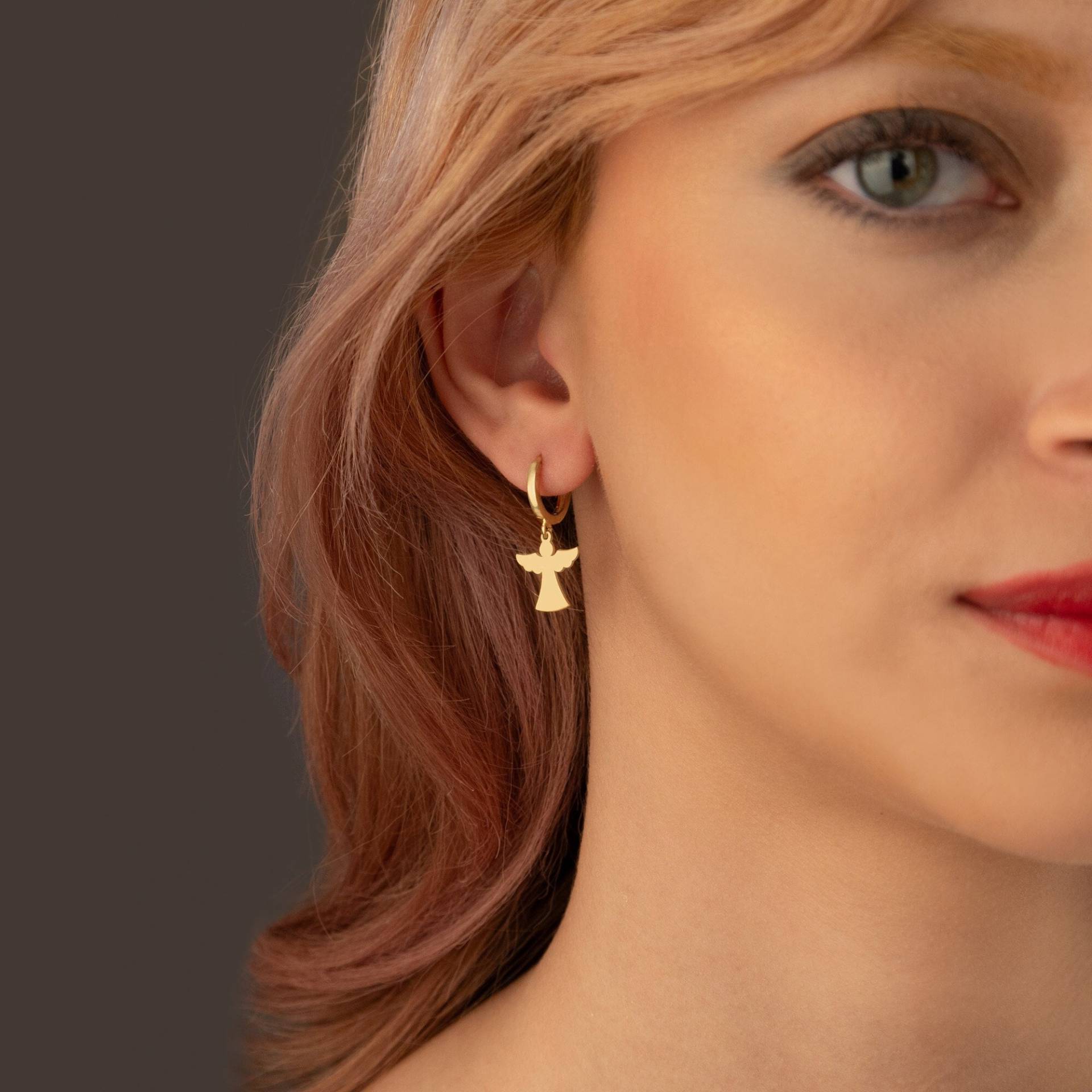 14K Solid Gold Engel Und Flügel Creolen - Zierliche Ohrstecker Schutzengel Ohrringe Geschenke Weihnachtsgeschenke von MissTubiJewellery