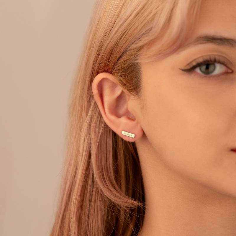 14K Solid Gold Minimalist Personalisierte Namen Ohrstecker Ohrringe - Echt Custom Buchstaben Geschenk Für Mutter von MissTubiJewellery