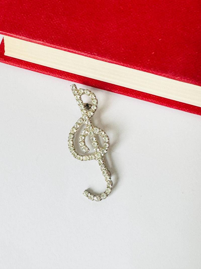 Vintage Strass Violinschlüssel Pin Brosche, Musik Note Brosche von MissVintageBox