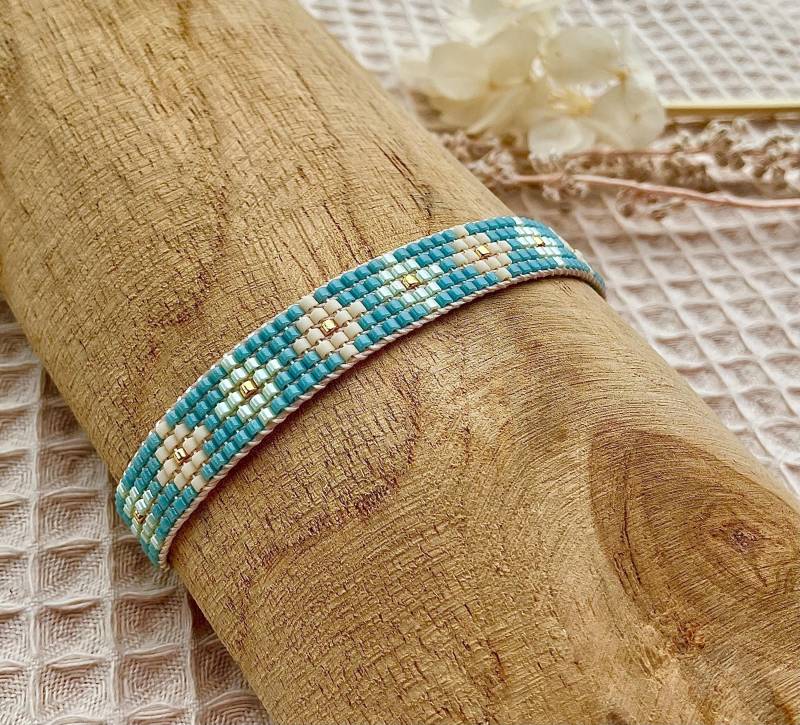 Armband Aus Perlen/Miyuki Gewebtes Schmuck Jahrestag Geschenk Beste Freundin Blau von Missboysenberry