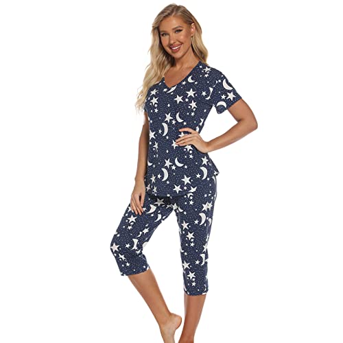 Misscoo Damen-Schlafanzug-Set, ärmellos, Loungewear, Caprihose für Damen, Mädchen, Studenten, Baumwolle, Frühling, Sommer, Pyjama-Set, Nachtwäsche, # 12, 36 von Misscoo