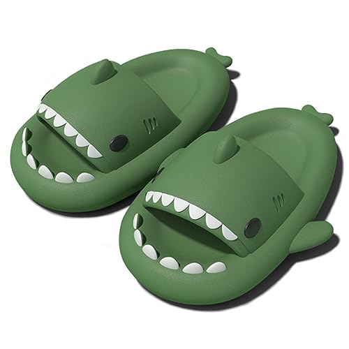 Missdong Shark Slides Damen Herren Eva Hai Hausschuhe Verdicken Weich rutschfeste Sommer Indoor Strand Dunkelgrün 40/41 EU von Missdong