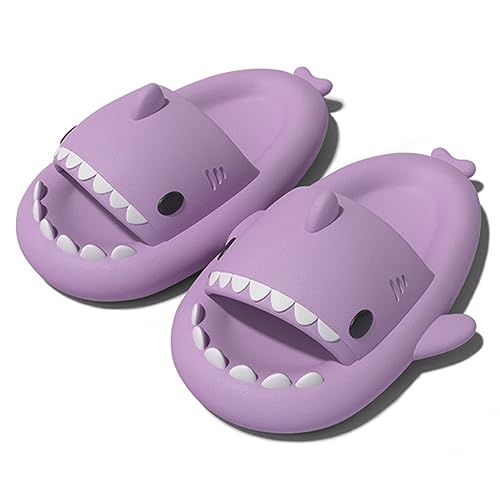 Missdong Shark Slides Damen Herren Eva Hai Hausschuhe Verdicken Weich rutschfeste Sommer Indoor Strand Lila 36/37 EU von Missdong