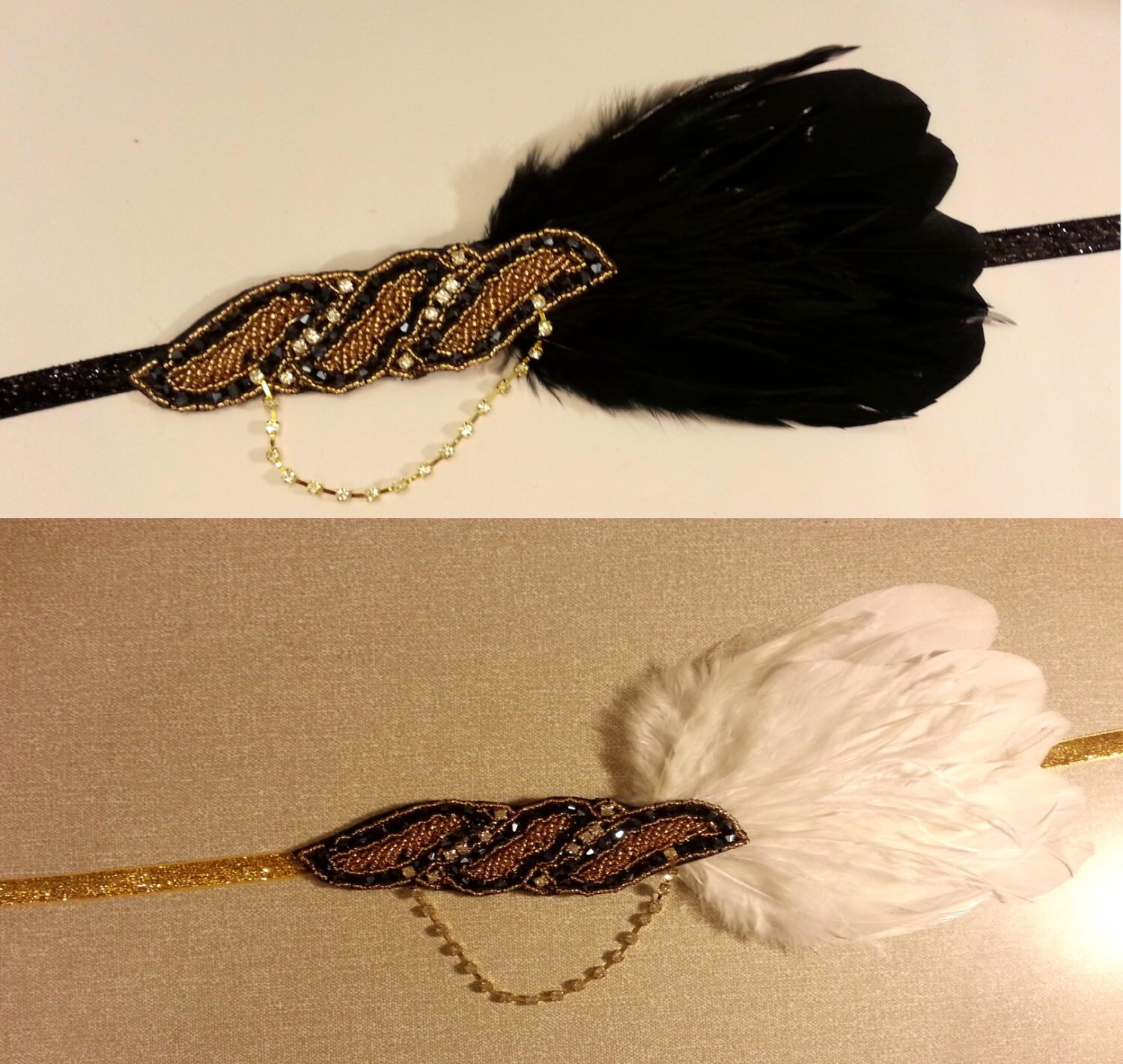 Flapper Kleid Fascinator Headpiece Große Gatsby Stirnband 1920 Stirnband. Gold-Ton Prickelnde Feder Haarband, Feder-Fascinator Flapper Kleid Fascinator Headpiece Große Gatsby Stirnband 1920 Stirnband. Gold-Ton Prickelnde Feder Haarband, Feder-Fascinator von Misseleganceyveils