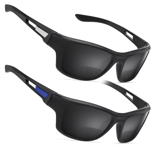 Missfive 2 Pack Premium Bifokal Lese-Sonnenbrille Herren Leichtes Gewicht Rundherum-design Sonnenbrille UV-Schutz Sport/Außenbereich/Fahren (schwarz, +3.0) von Missfive