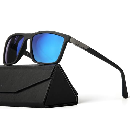 Missfive Klassisch TR Polarisierte Sonnenbrille Herren UV400 Schutz, Sonnenbrille Polarisiert mit Metall Federscharnier, Eckige Sunglasses für Fahren, Angeln, Outdoor, Schwarz Sunglasses von Missfive