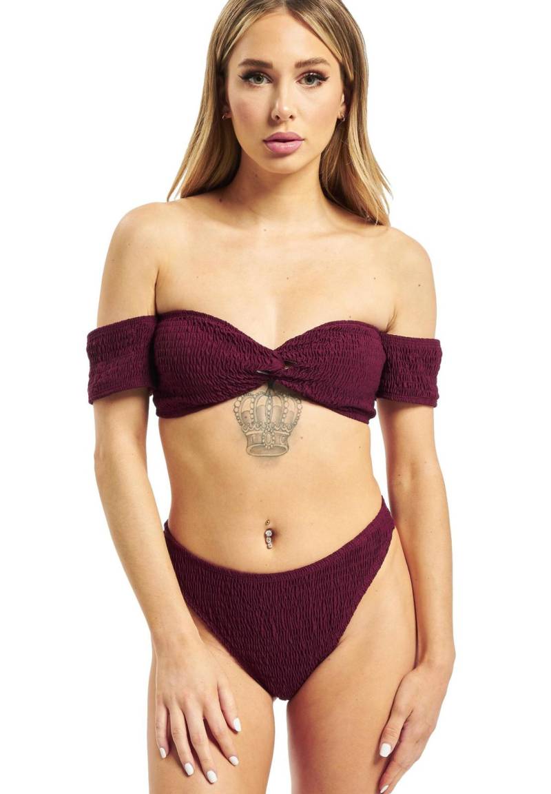 Missguided Crinkle Milkmaid-Bikini mit Unterteil in Rot Missguided Crinkle Milkmaid-Bikini mit Unterteil in Rot von Missguided