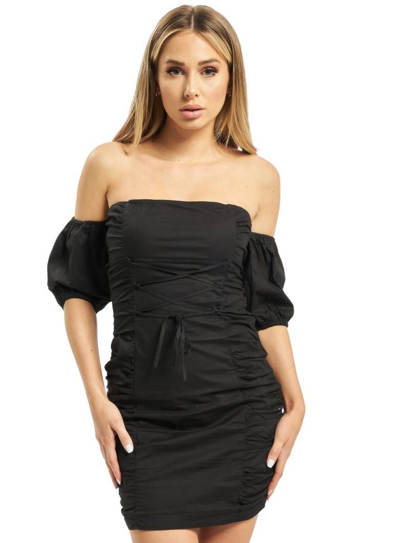 Missguided Gerüschtes Kleid aus Baumwollpopeline in Schwarz von Missguided