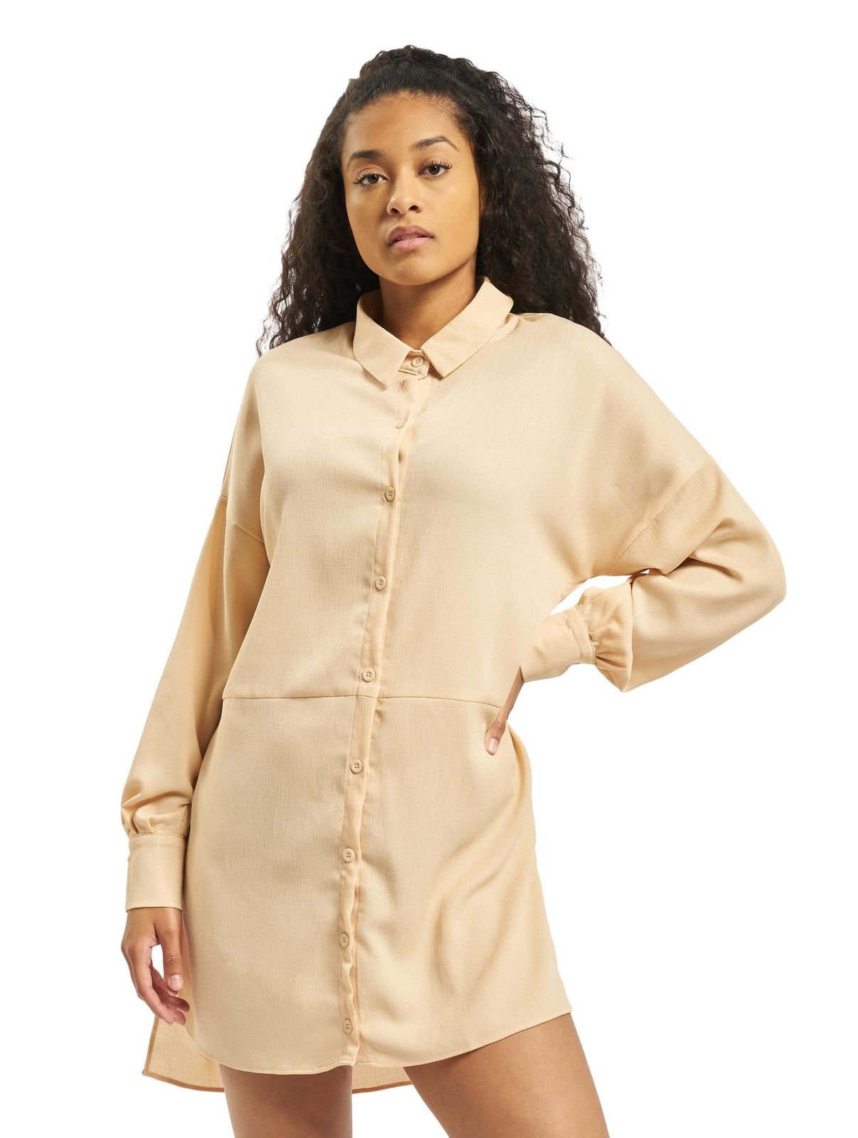 Missguided Strukturiertes Utility-Hemdkleid in Pfirsich von Missguided