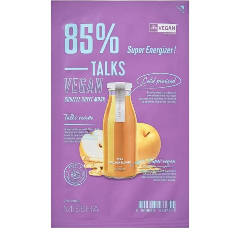 Missha Körperpflegemittel Talks Vegan Squeeze Sheet Mask 27g von Missha