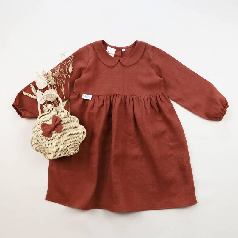 Leinenkleid Kleid Mit Bubikragen Kinderkleid Mädchenkleid Kinderkleidung Leinenkleidung Kindermode von Missichendesign
