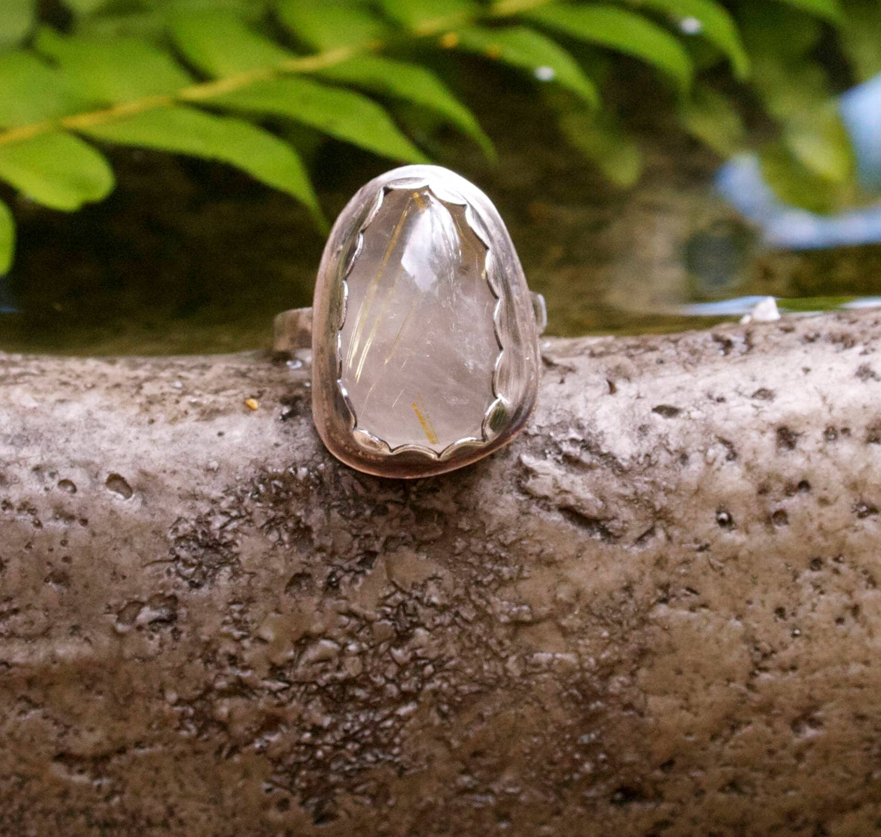 Rutilquarz Sterlingsilber Oxidiert Rustikal Boho Handwerker Silberschmiede Wald Südwestlichen Ring Rutilquarz Sterlingsilber Oxidiert Rustikal Boho Handwerker Silberschmiede Wald Südwestlichen Ring von MissieRabdau