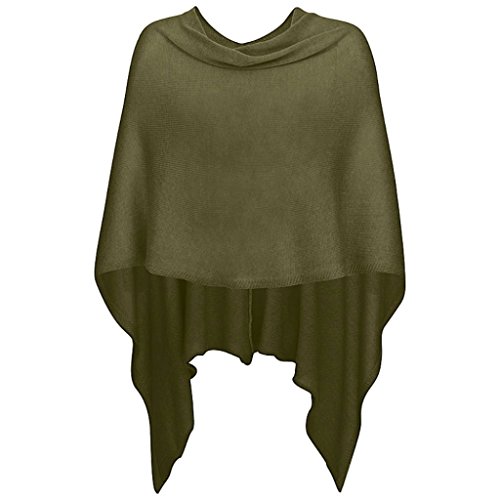 Mississhop 221 Damen Poncho Cape Überwurf Strickjacke feiner weicher Strick Pullover Herbst Winter One Size Khaki von Mississhop