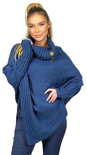 Mississhop Poncho Strick Sweatshirt Pullover Umhang Überwurf 30-01 Jeansblau von Mississhop