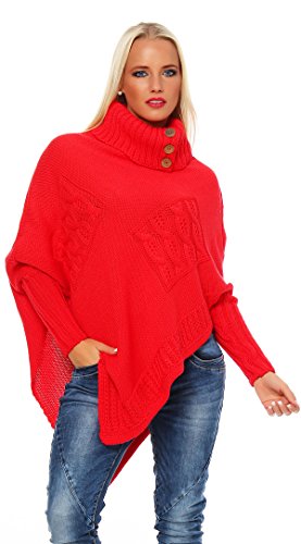 Mississhop Poncho Strick Sweatshirt Pullover Umhang Überwurf 30-01 Korall von Mississhop