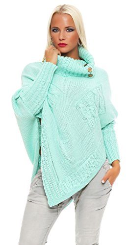 Mississhop Poncho Strick Sweatshirt Pullover Umhang Überwurf 30-01 Mint von Mississhop