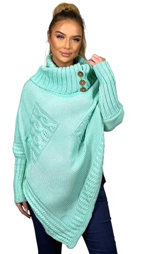 Mississhop Poncho Strick Sweatshirt Pullover Umhang Überwurf 30-01 Mint von Mississhop