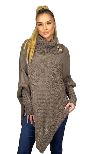 Mississhop Poncho Strick Sweatshirt Pullover Umhang Überwurf 30-01 Nougat von Mississhop