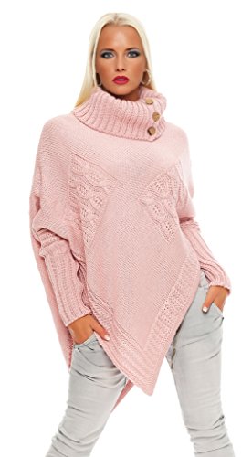 Mississhop Poncho Strick Sweatshirt Pullover Umhang Überwurf 30-01 Rosa von Mississhop