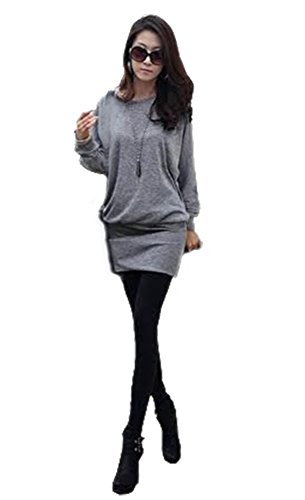 Mississhop 95-31 Damen Minikleid festlich Glitzer Kleid Pulli Tunika Grau XXL von Mississhop