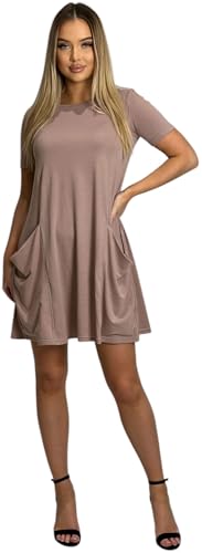 65-14 Tunika Langarmkleid Damen Minikleid Kurzarmkleid Kleid mit Taschen Cappuccino Kurzarm L 65-14 Tunika Langarmkleid Damen Minikleid Kurzarmkleid Kleid mit Taschen Cappuccino Kurzarm L von Mississhop