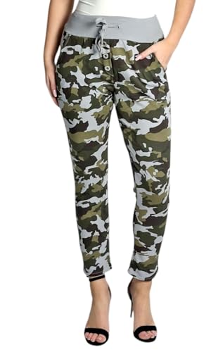 Mississhop 121 Damen Camouflage Militär Hose Sweatpants Jogginghose Baumwolle Freizeithose Sweathose mit Gummibund Grau von Mississhop