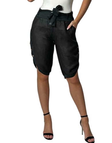 Mississhop 2081 Damen Leinen Bermuda Shorts 100% Leinen, kurz, bequem, luftige Freizethose Schwarz M Mississhop 2081 Damen Leinen Bermuda Shorts 100% Leinen, kurz, bequem, luftige Freizethose Schwarz M von Mississhop