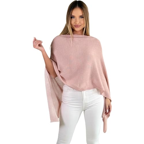 Mississhop 221 Poncho aus Mischgewebe für Damen Cape Überwurf One Size Altrosa von Mississhop