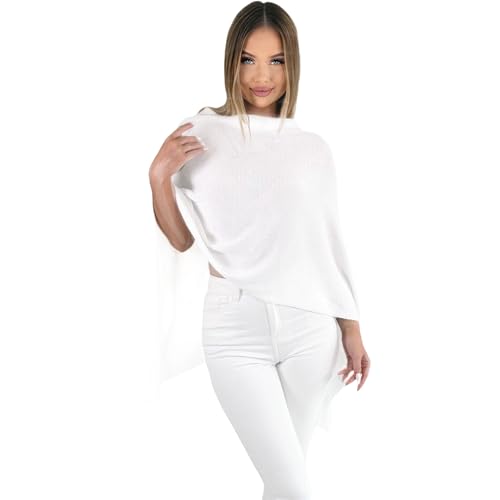Mississhop 221 Poncho aus Mischgewebe für Damen Cape Überwurf One Size Creme-weiß von Mississhop