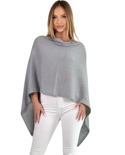 Mississhop 221 Poncho aus Mischgewebe für Damen Cape Überwurf One Size Grau von Mississhop
