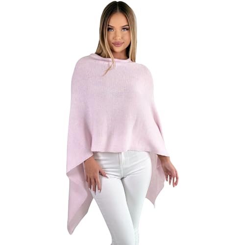 Mississhop 221 Poncho aus Mischgewebe für Damen Cape Überwurf One Size Hellrosa von Mississhop