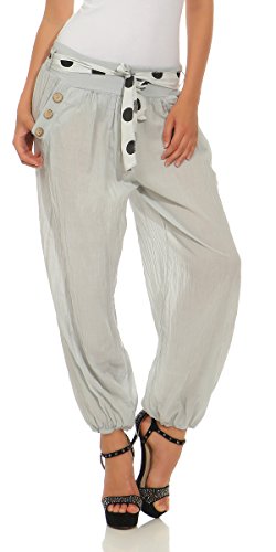 Mississhop 270 Damen leichte Hose Sommerhose Haremshose Ballonhose Grau von Mississhop