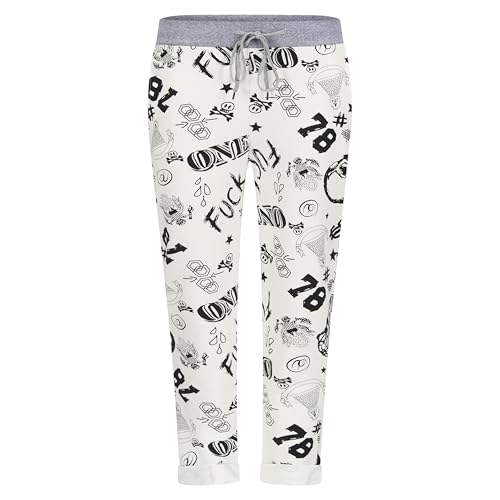 Mississhop 287 Damen Hose Cargohose Blumen Sweatpants Jogginghose Baumwolle Freizeithose Boyfriend Blau Gelb Model 39 (Abstrakt) von Mississhop