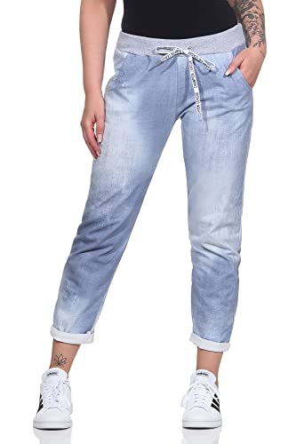 Mississhop 287 Damen Hose Cargohose Blumen Sweatpants Jogginghose Baumwolle Freizeithose Boyfriend Jeans Hell 26 von Mississhop