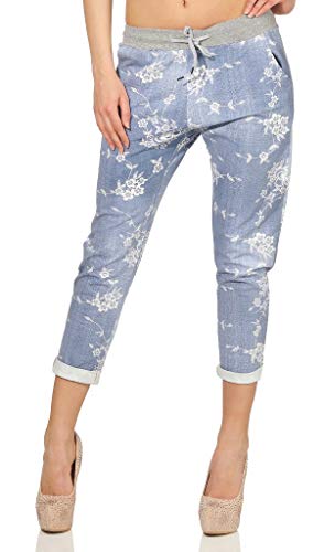 Mississhop 287 Damen Hose Cargohose Blumen Sweatpants Jogginghose Baumwolle Freizeithose Boyfriend Jeans mit Blumen 301 von Mississhop