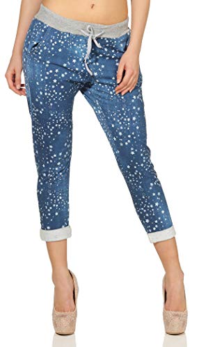 Mississhop 287 Damen Hose Cargohose Blumen Sweatpants Jogginghose Baumwolle Freizeithose Boyfriend Jeans mit Sternen 300 von Mississhop