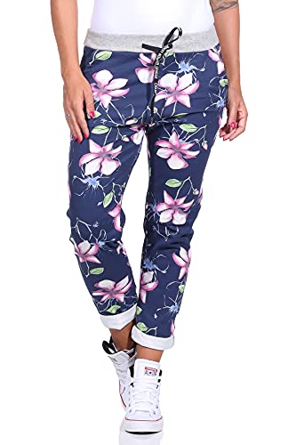 Mississhop 287 Damen Hose Cargohose Blumen Sweatpants Jogginghose Baumwolle Freizeithose Boyfriend Lilien Modell 18 von Mississhop