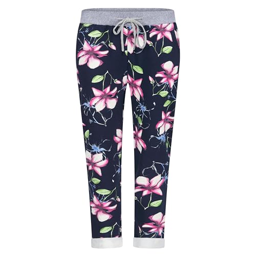 Mississhop 287 Damen Hose Cargohose Blumen Sweatpants Jogginghose Baumwolle Freizeithose Boyfriend Lilien Modell 18 von Mississhop