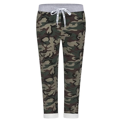 Mississhop 287 Damen Hose Cargohose Blumen Sweatpants Jogginghose Baumwolle Freizeithose Boyfriend Militär Modell 15 von Mississhop