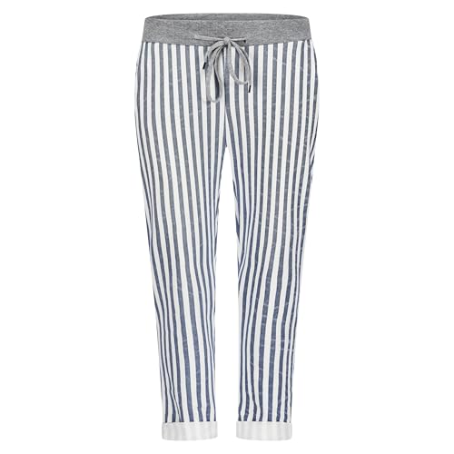 Mississhop 287 Damen Hose Cargohose Blumen Sweatpants Jogginghose Baumwolle Freizeithose Boyfriend Streifen dick Model 30 von Mississhop